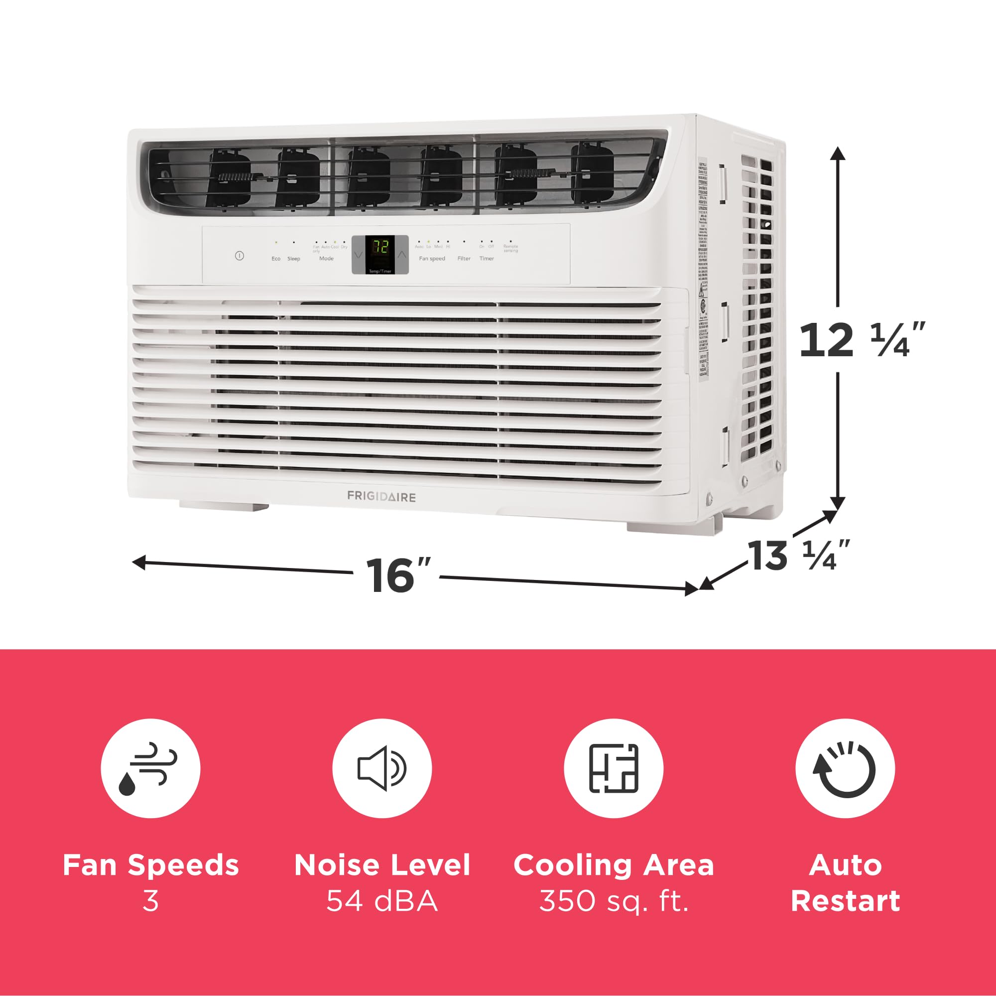 Frigidaire close-up of multi-directional louvers showing airflow control benefit