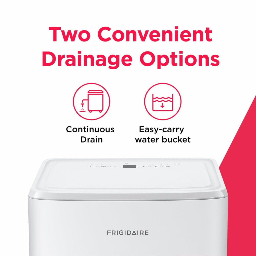 Frigidaire unit in a basement showing effective moisture reduction benefit
