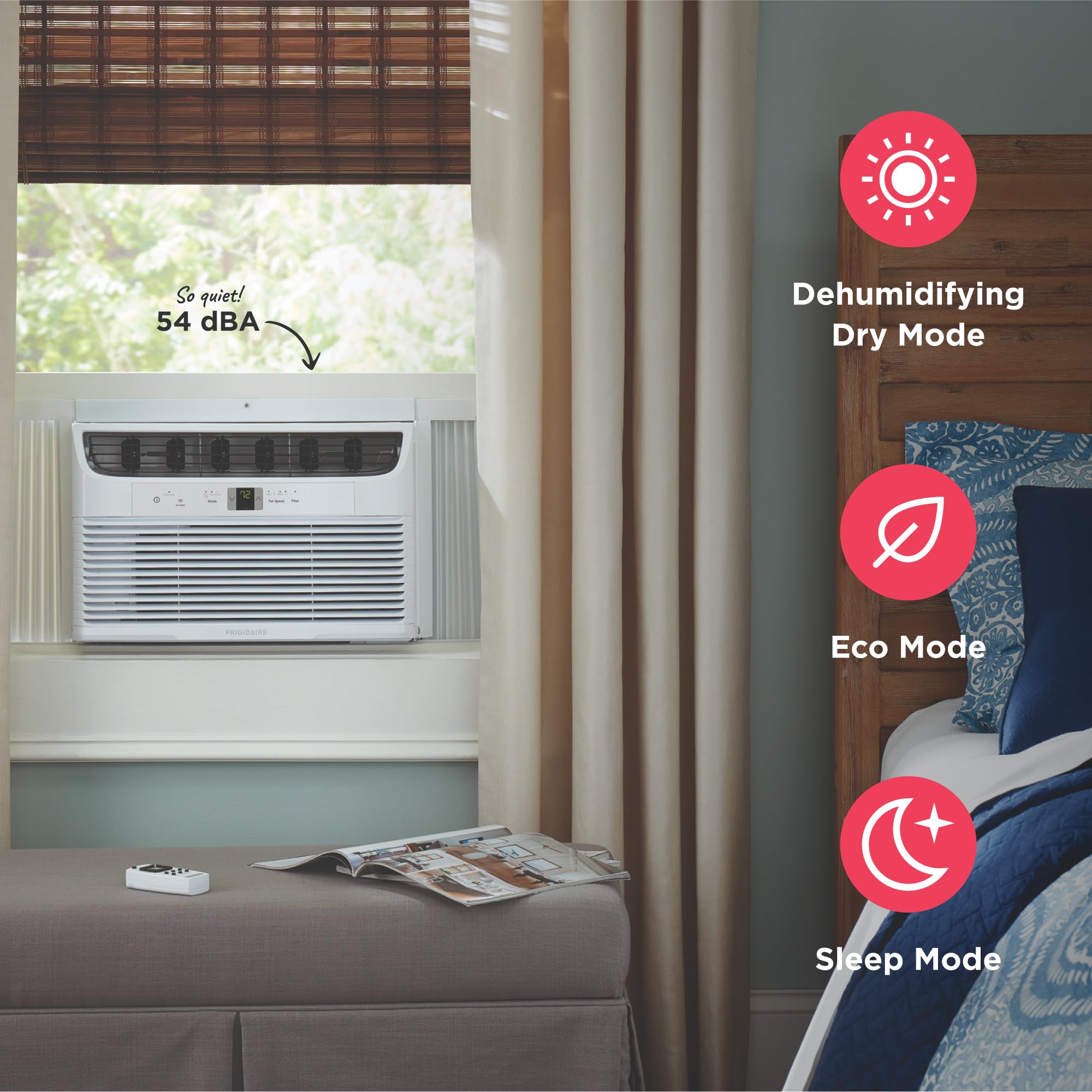 Frigidaire washable dust filter detail showing easy cleaning for sustained performance