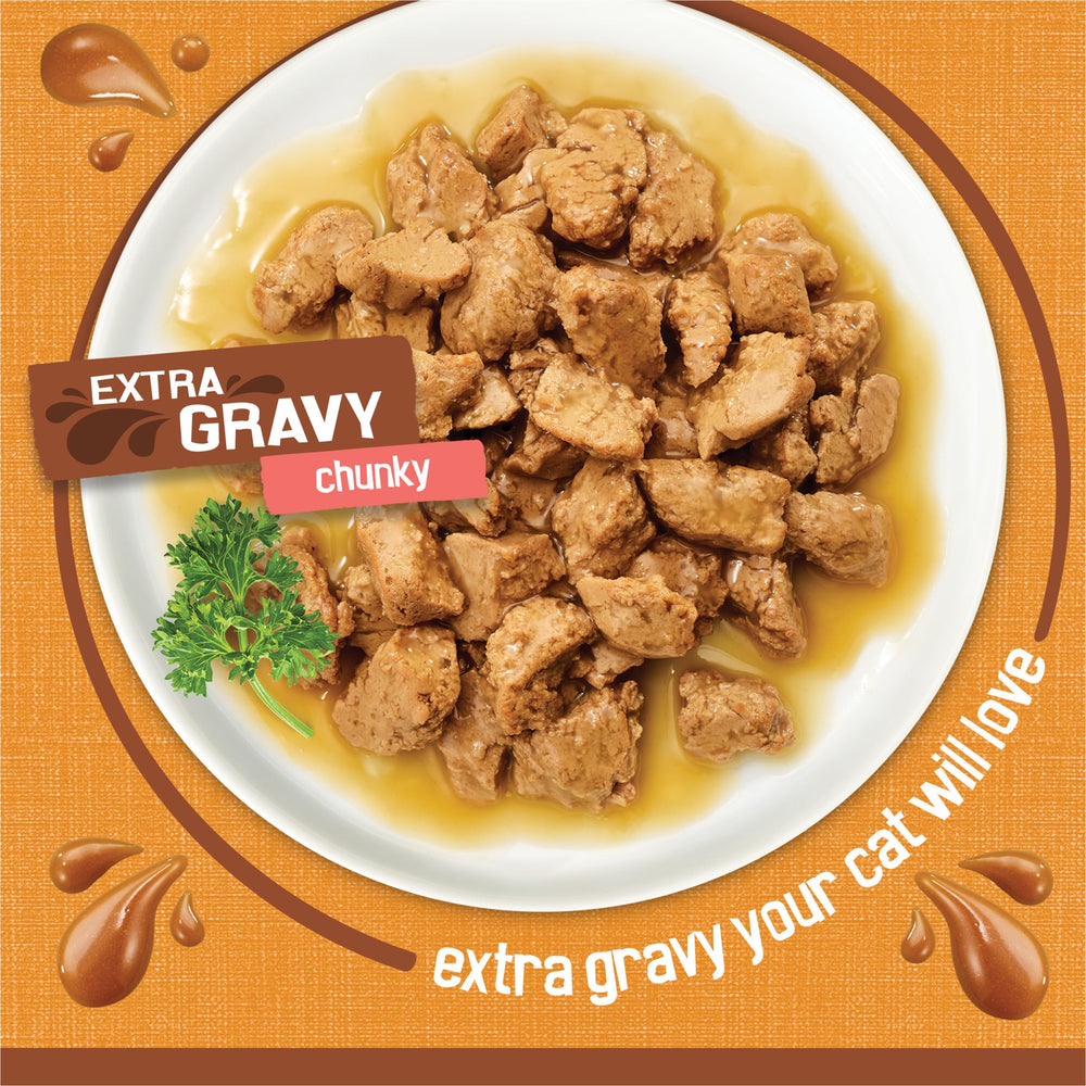 Friskies can label detail with ingredients and Purina mark, underscores quality production
