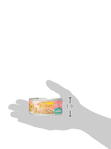 Close-up of Friskies shreds texture highlighting tender pieces and gravy
