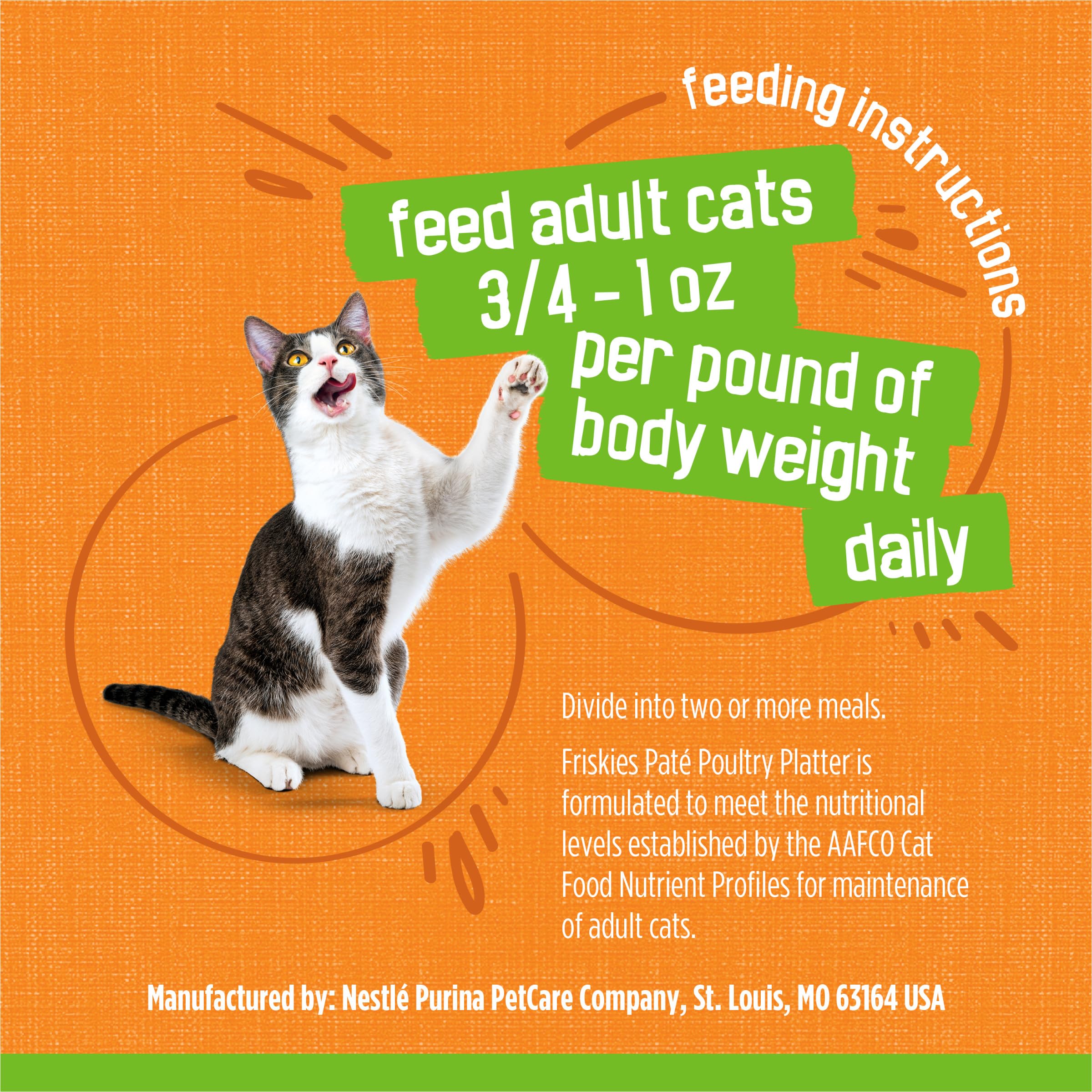 Friskies hand holding can showing lightweight convenience for feeding benefit