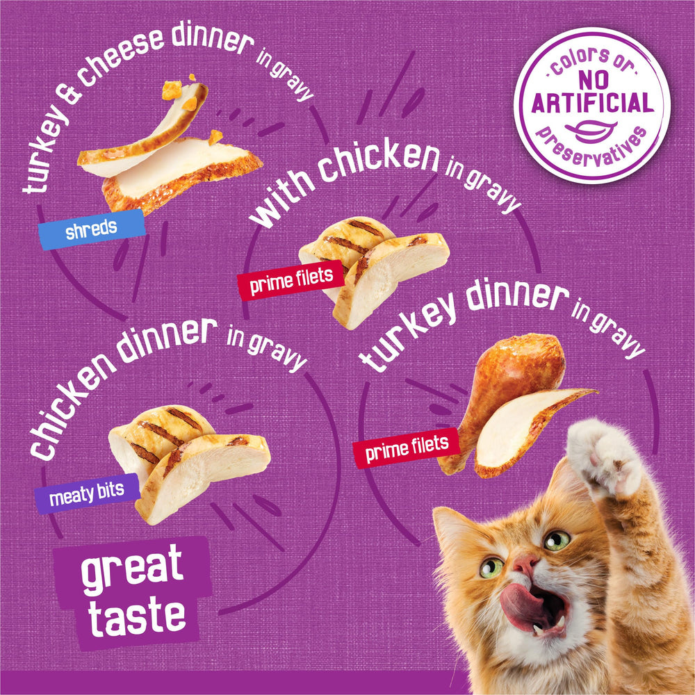 Friskies prime filets detail showing larger pieces for robust mouthfeel