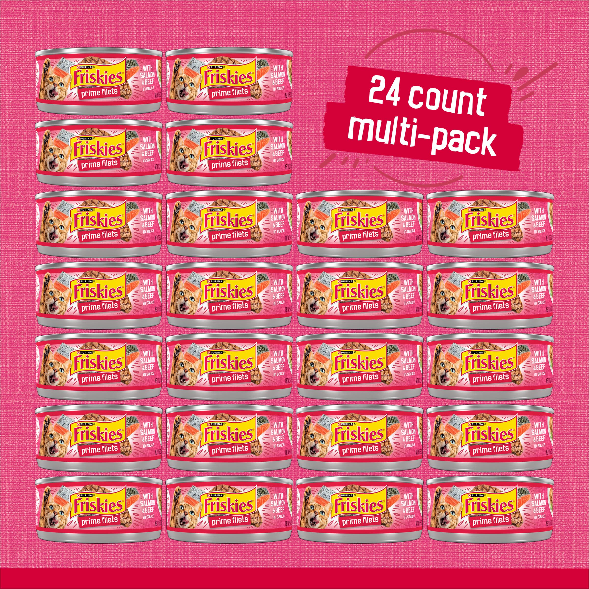 Friskies label close-up showing ingredient and nutrition facts for informed feeding