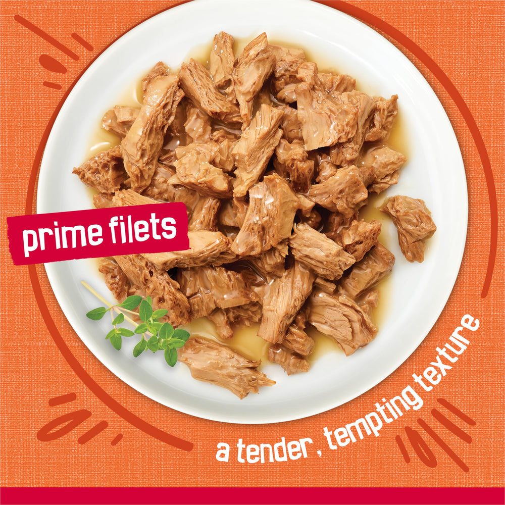 Friskies three-can stack, convenient multi-pack for regular feeding routines