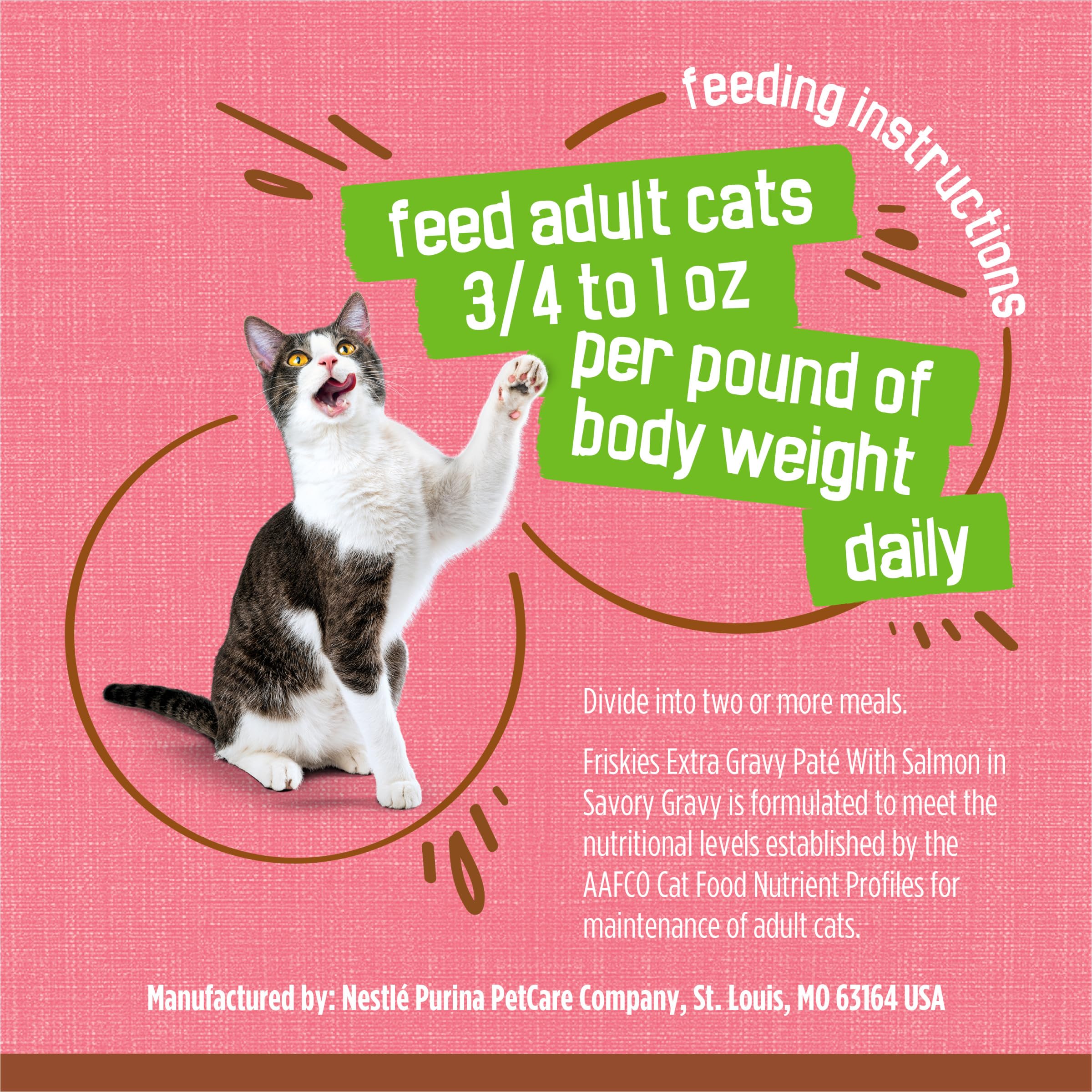 Close-up of Friskies ingredient and nutrition label for transparency