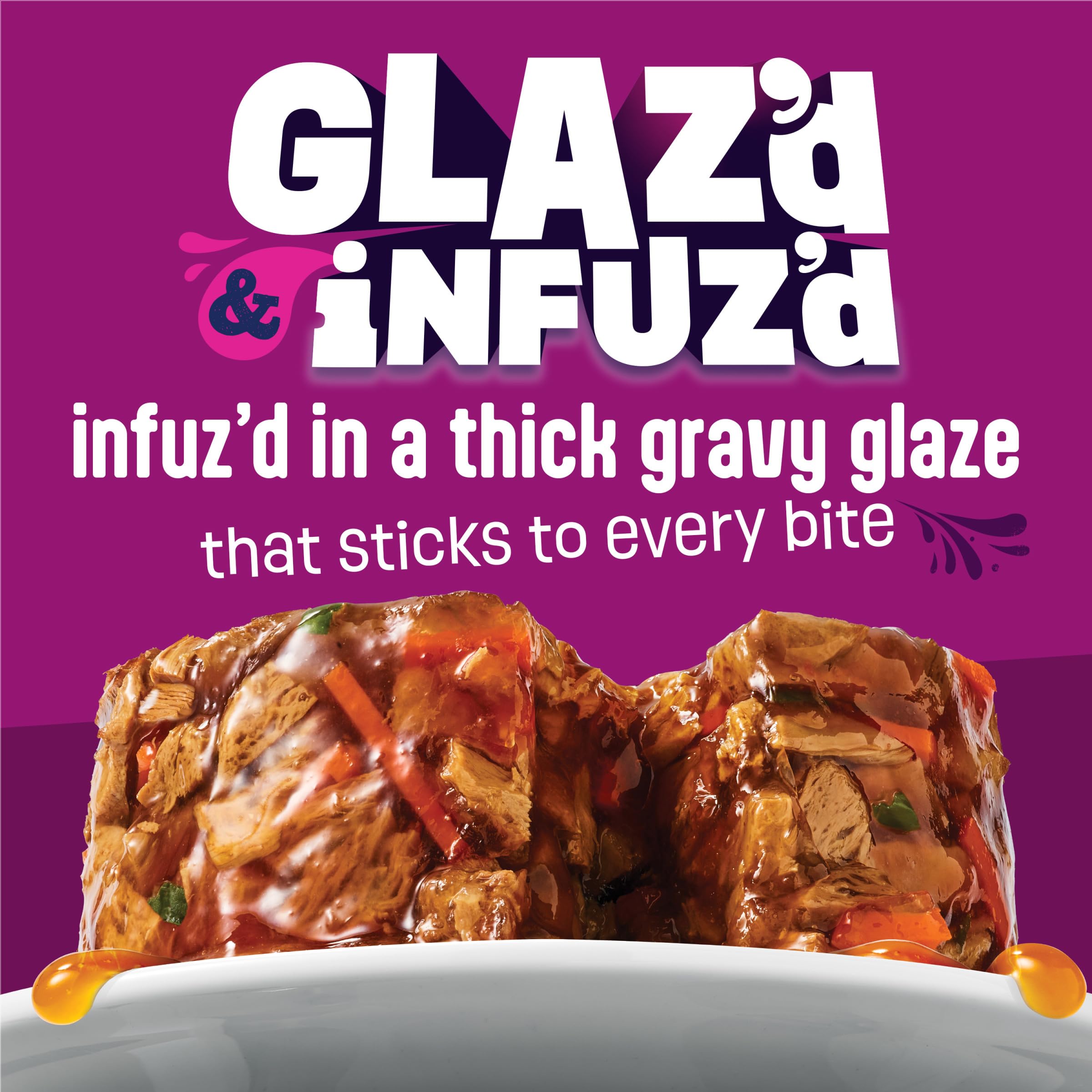 Friskies salmon open can gravy closeup showing glossy sauce and moisture for hydration