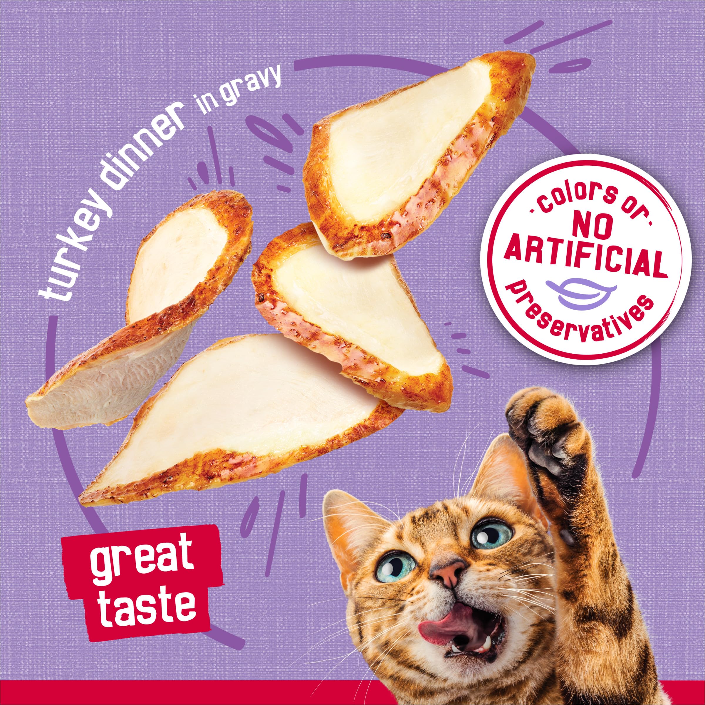 Friskies serving bowl in kitchen conveying easy mealtime preparation benefit