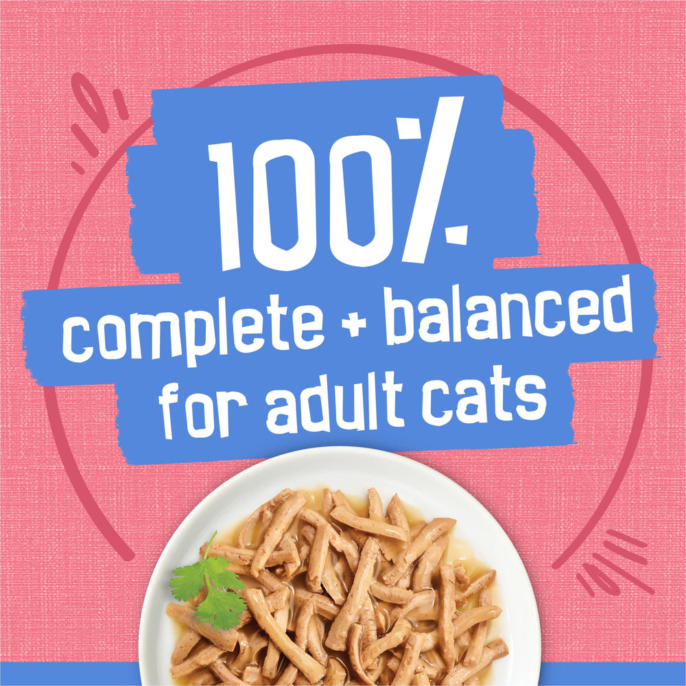 Friskies adult cat enjoying meal indicating strong aroma attraction