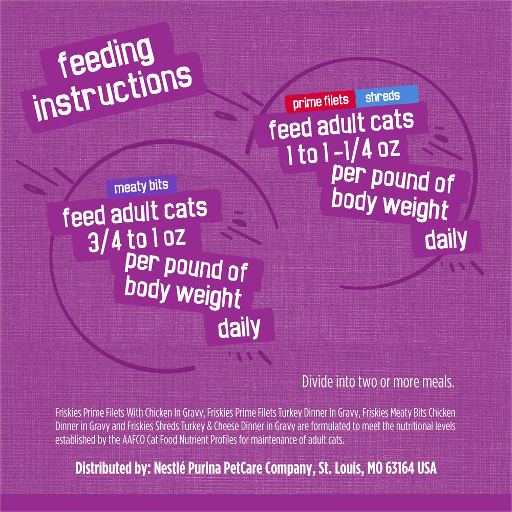 Friskies can held in hand illustrating 5.5 oz portion size and control