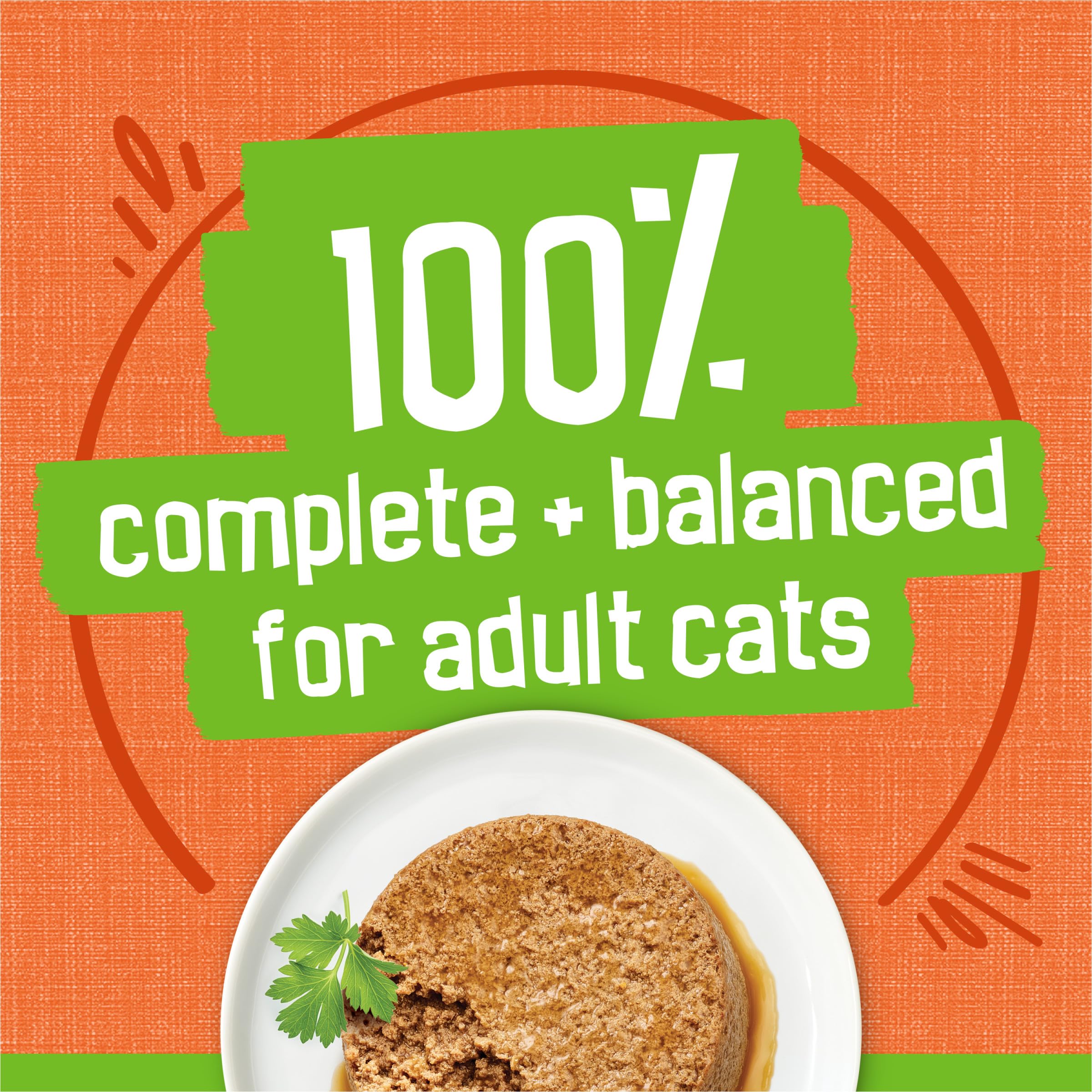 Friskies 24-can stack beside household items showing pack size and value