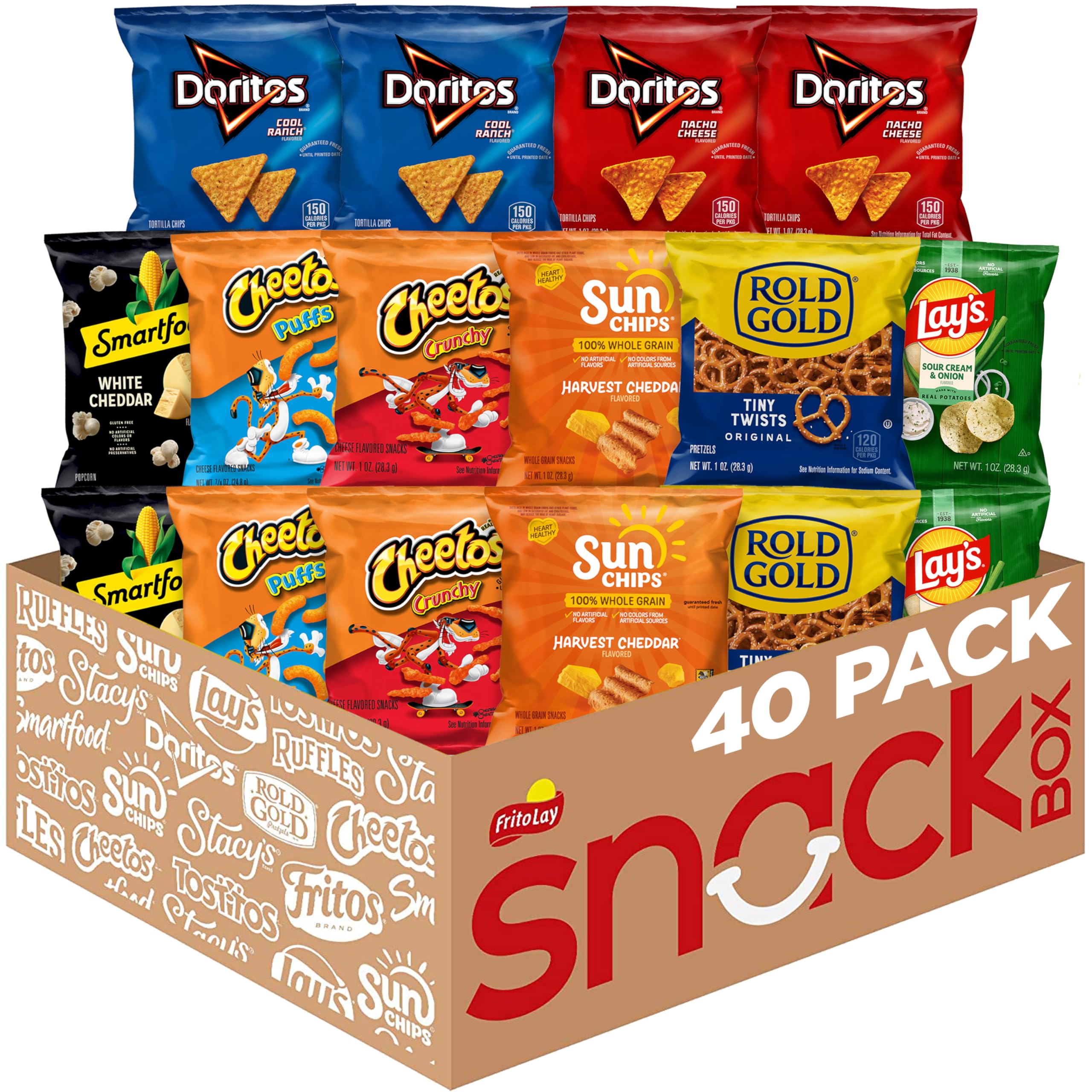 Frito-Lay front packaging showing the 40-count mix and variety benefits