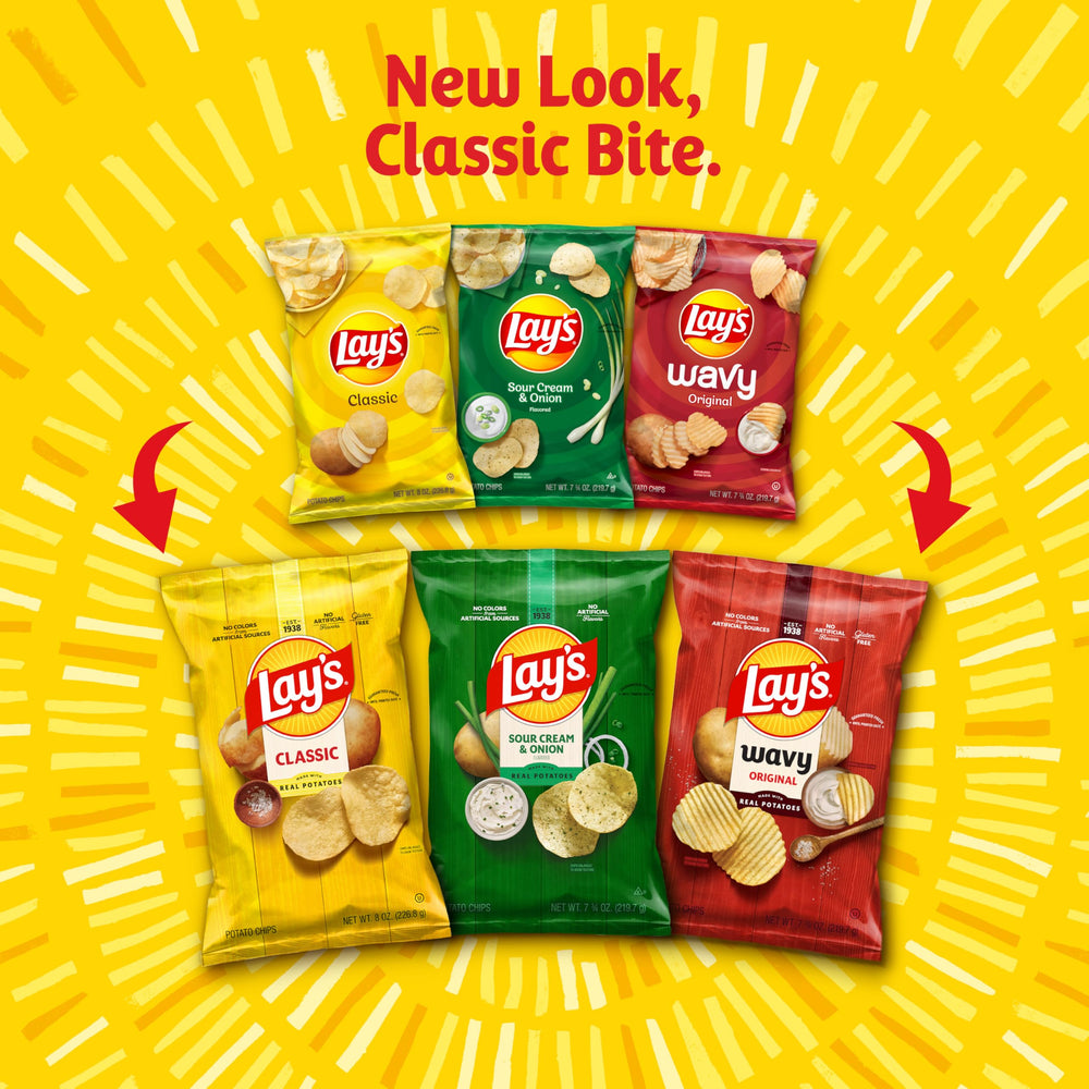 Frito-Lay open box with individual bags visible for easy serving