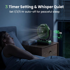 FRIZCOL fan powering and charging a smartphone demonstrating emergency powerbank use
