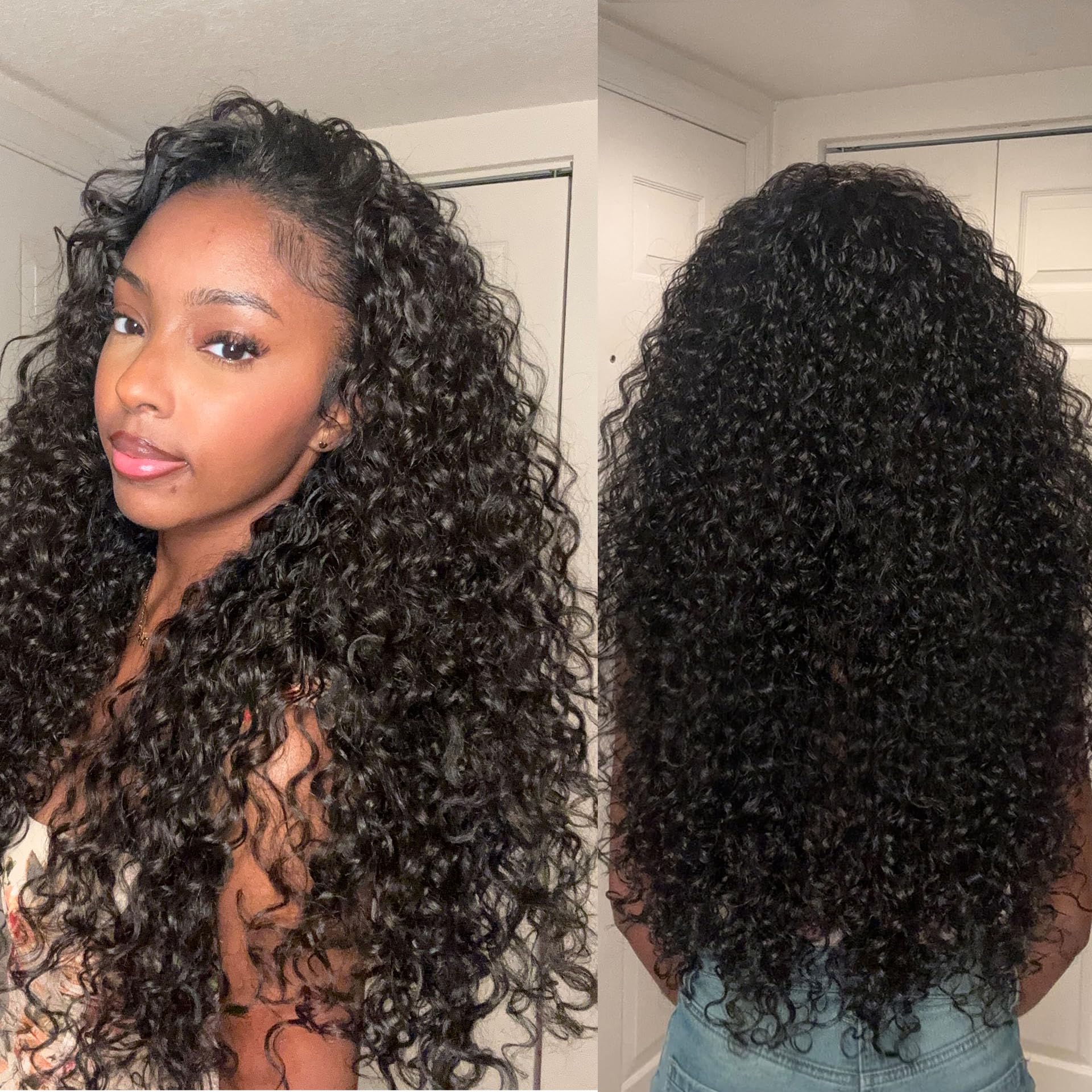 Frodio front view showing natural black curls and instant volume benefit