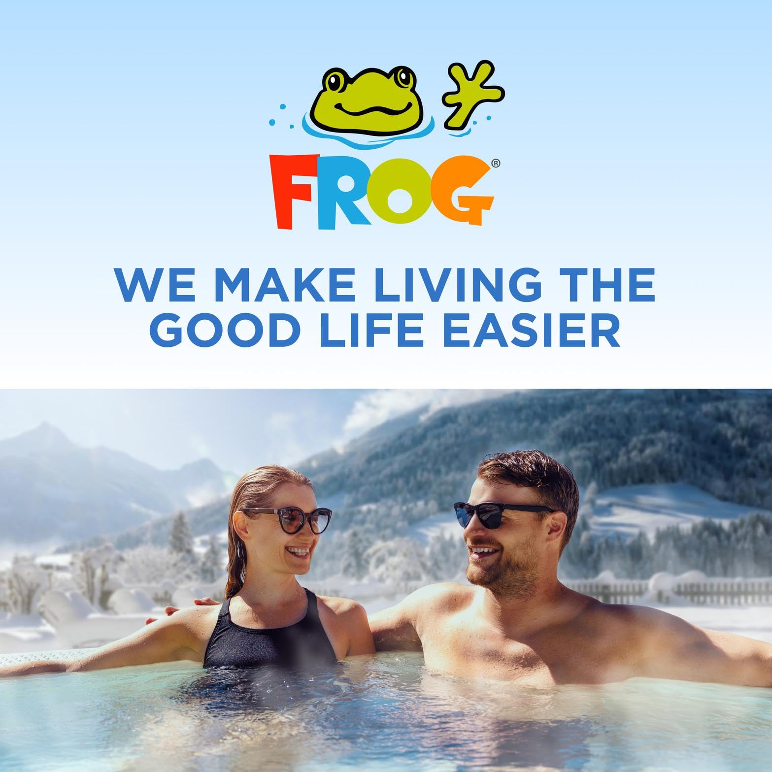 FROG @ease test strip by a backyard spa suggesting reliable maintenance
