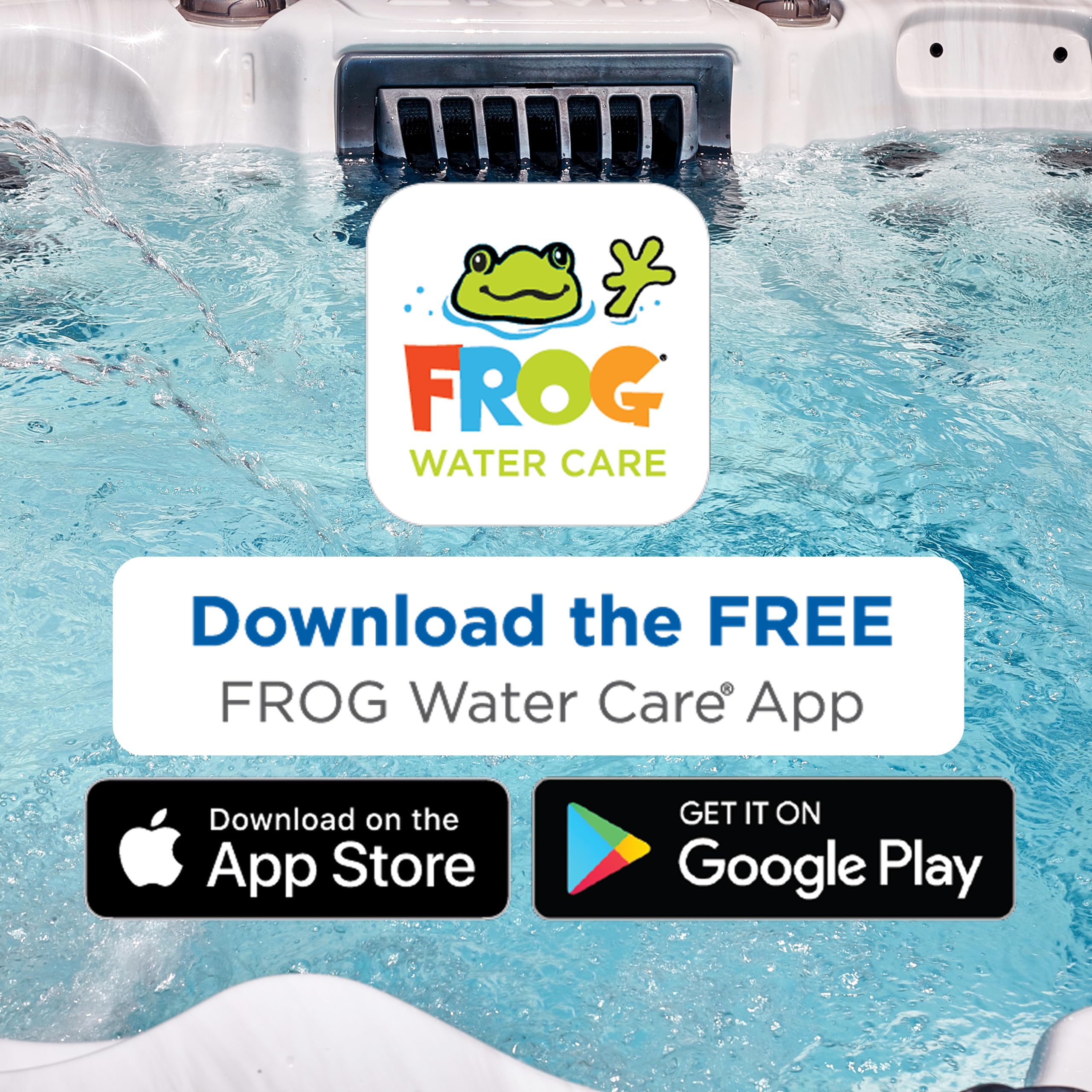 FROG system in hot tub at dusk illustrating comfortable odor-free soak