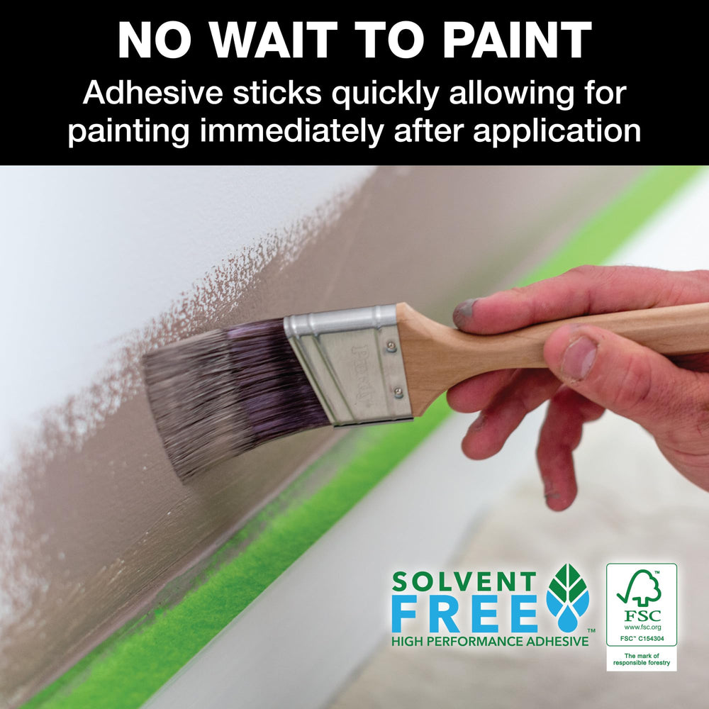 FrogTape applied to trim showing crisp protected edges for precise painting