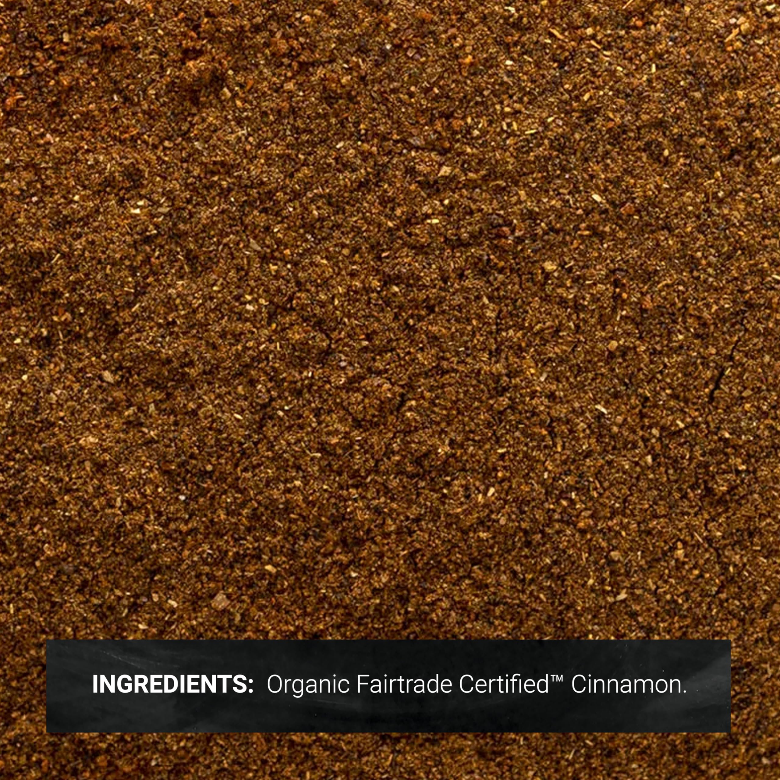 Close-up of fine Frontier Co-op Ceylon cinnamon powder highlighting texture