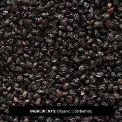 Frontier Co-op texture detail of individual elderberries highlighting whole dried fruit quality