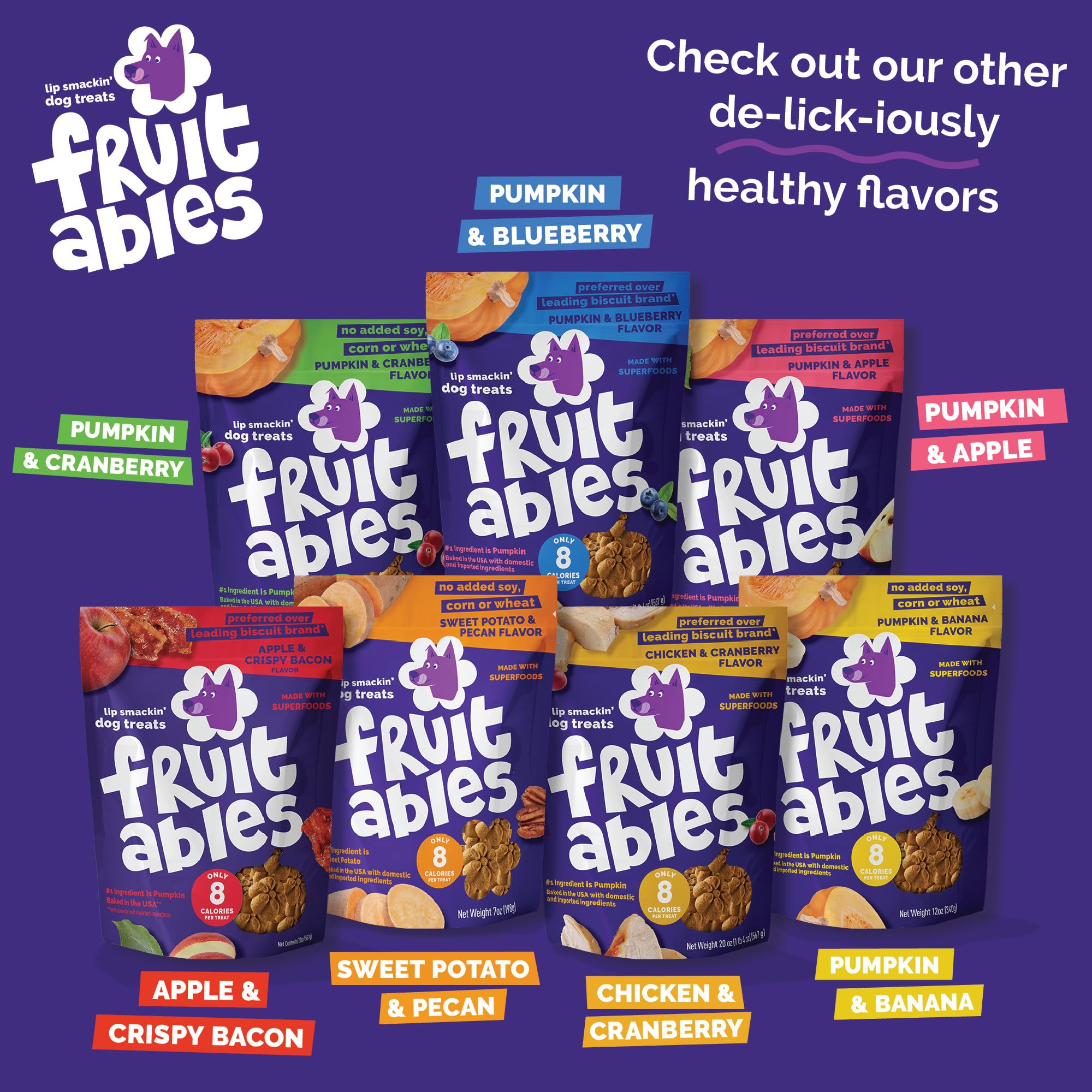 Fruitables pumpkin and banana bag label emphasizing natural ingredients benefit