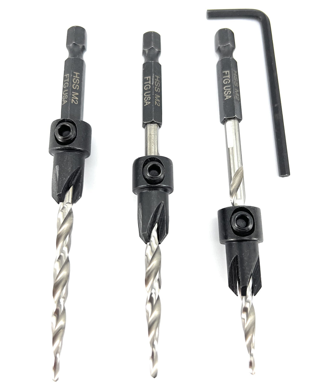 FTG USA macro of tapered pilot tip demonstrating fast, accurate pilot holes in wood