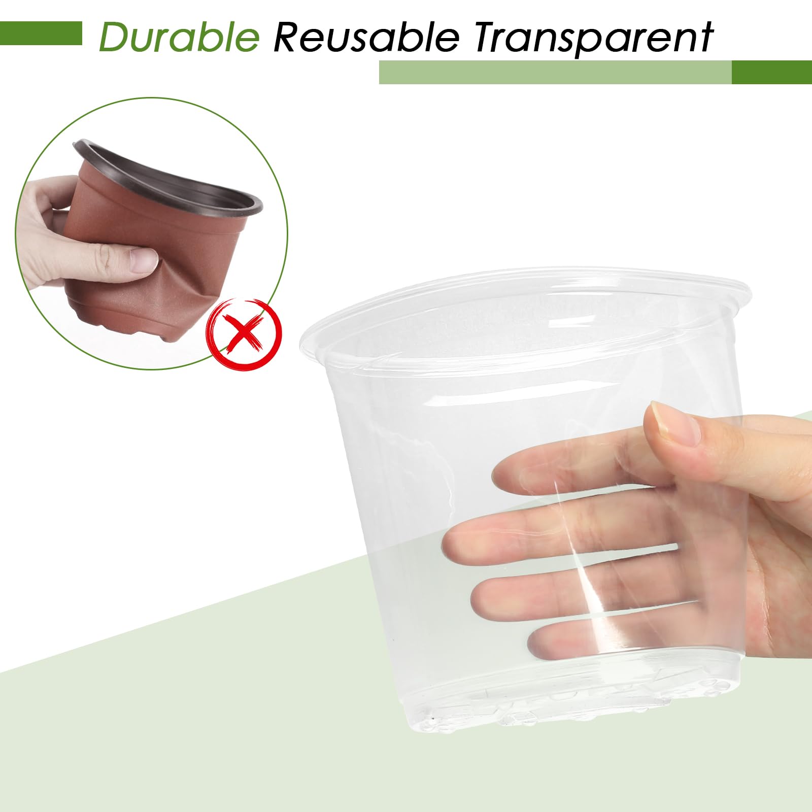 FUIJOL pots beside hand for scale, shows 4"–7" sizing clarity