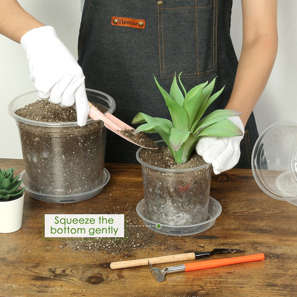 FUIJOL stacked clear pots for compact storage, saves shelf space