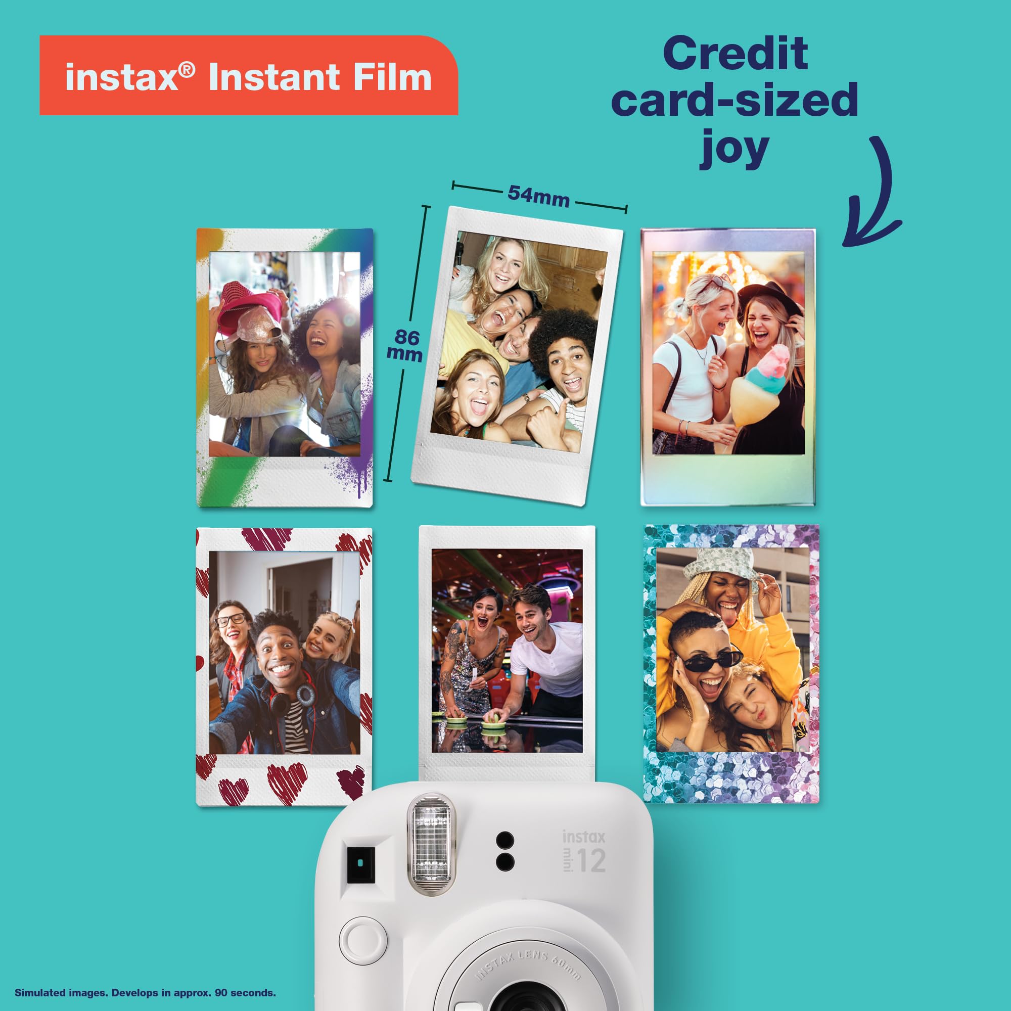 Fujifilm Instax Mini 12 textured body and buttons close-up showing tactile controls
