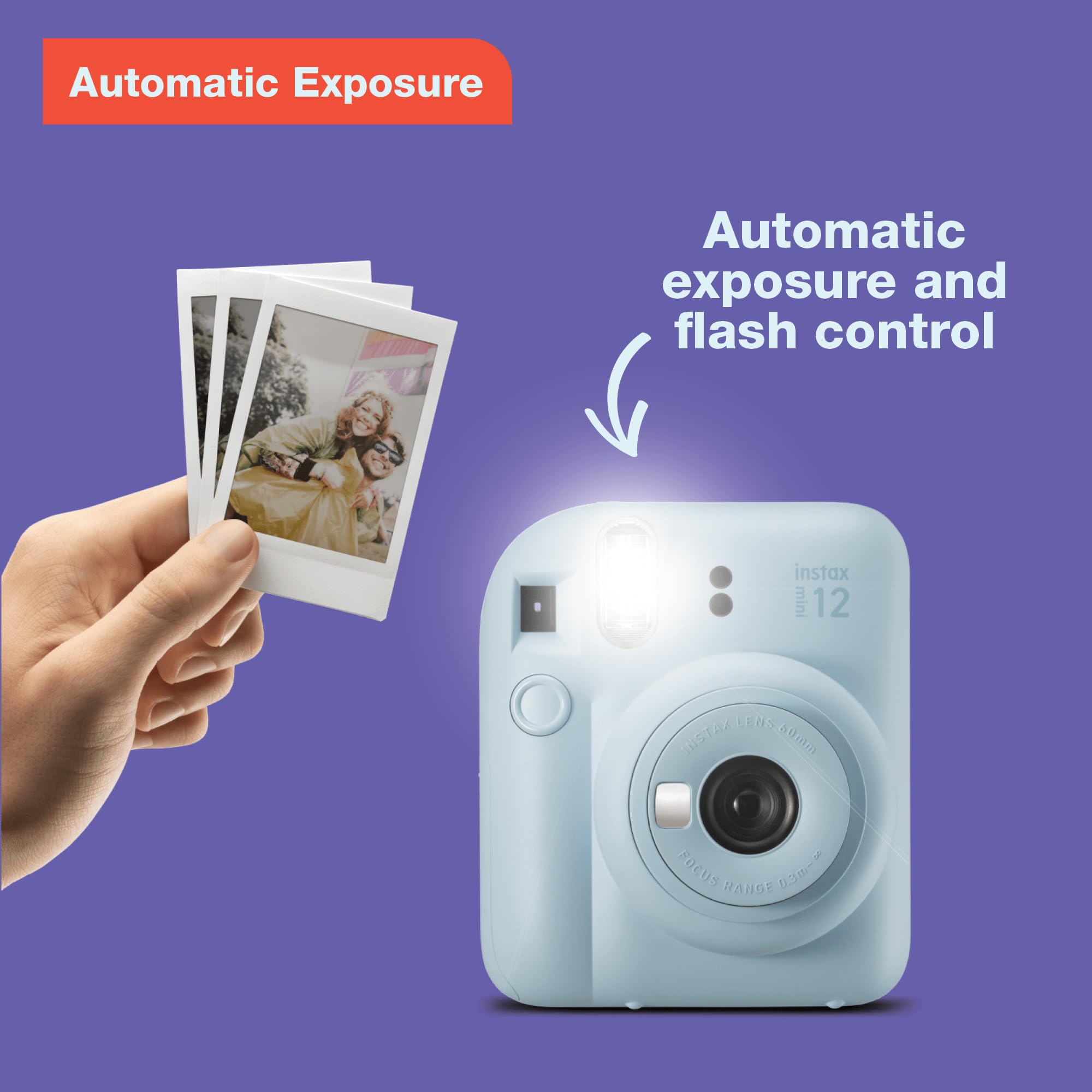 Fujifilm Instax Mini 12 viewfinder alignment demo showing parallax correction benefit