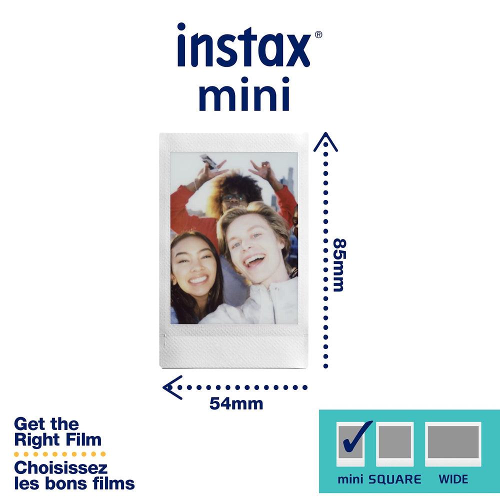 Fujifilm Instax Mini print next to credit card showing compact size benefit