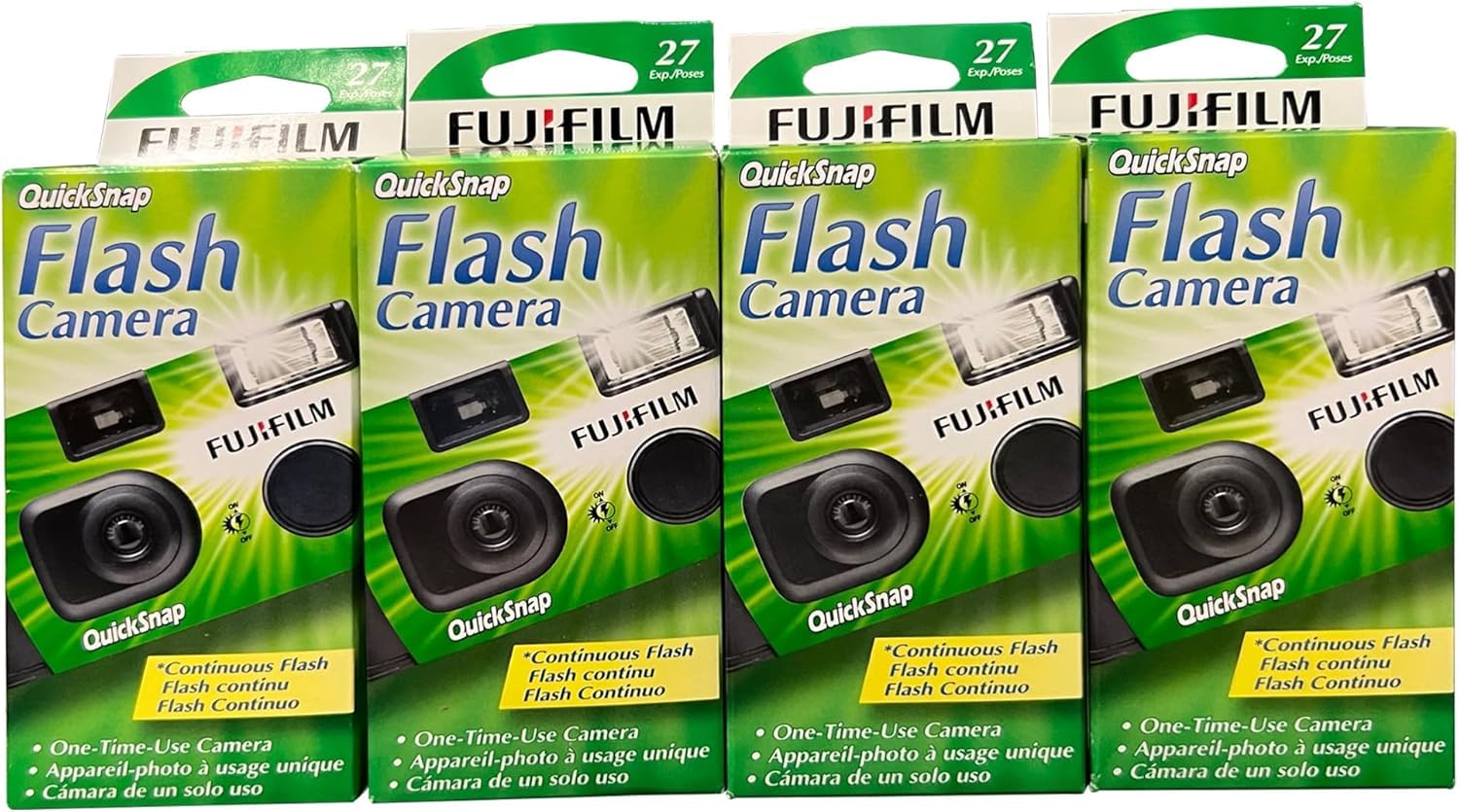 Fujifilm QuickSnap front view showing compact disposable camera and easy grip