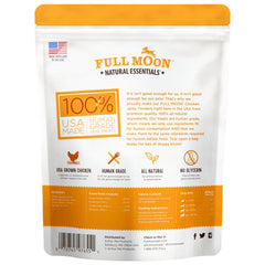 Full Moon close-up of jerky texture highlighting real chicken grain and appeal