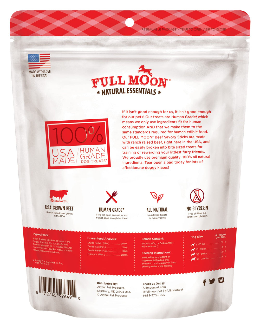 Full Moon close-up of beef stick texture highlighting real meat
