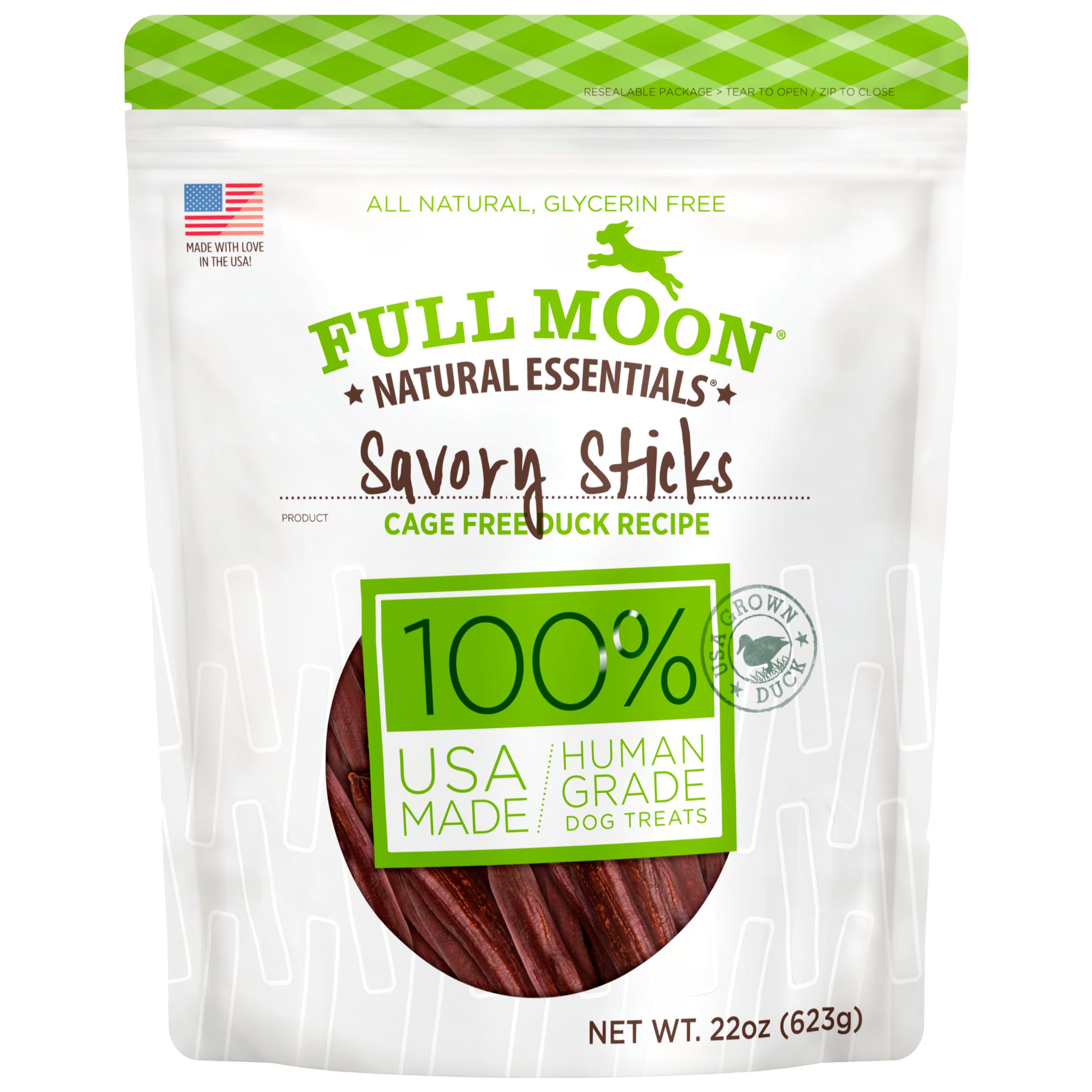 Full Moon front package showing 22 oz bag and label, clear product view benefit