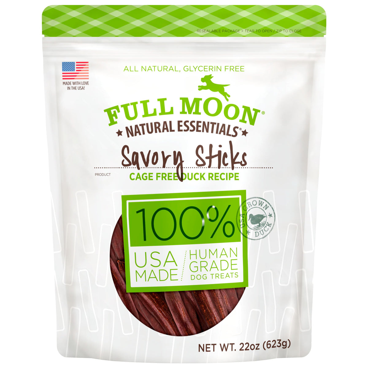 Full Moon front package showing 22 oz bag and label, clear product view benefit