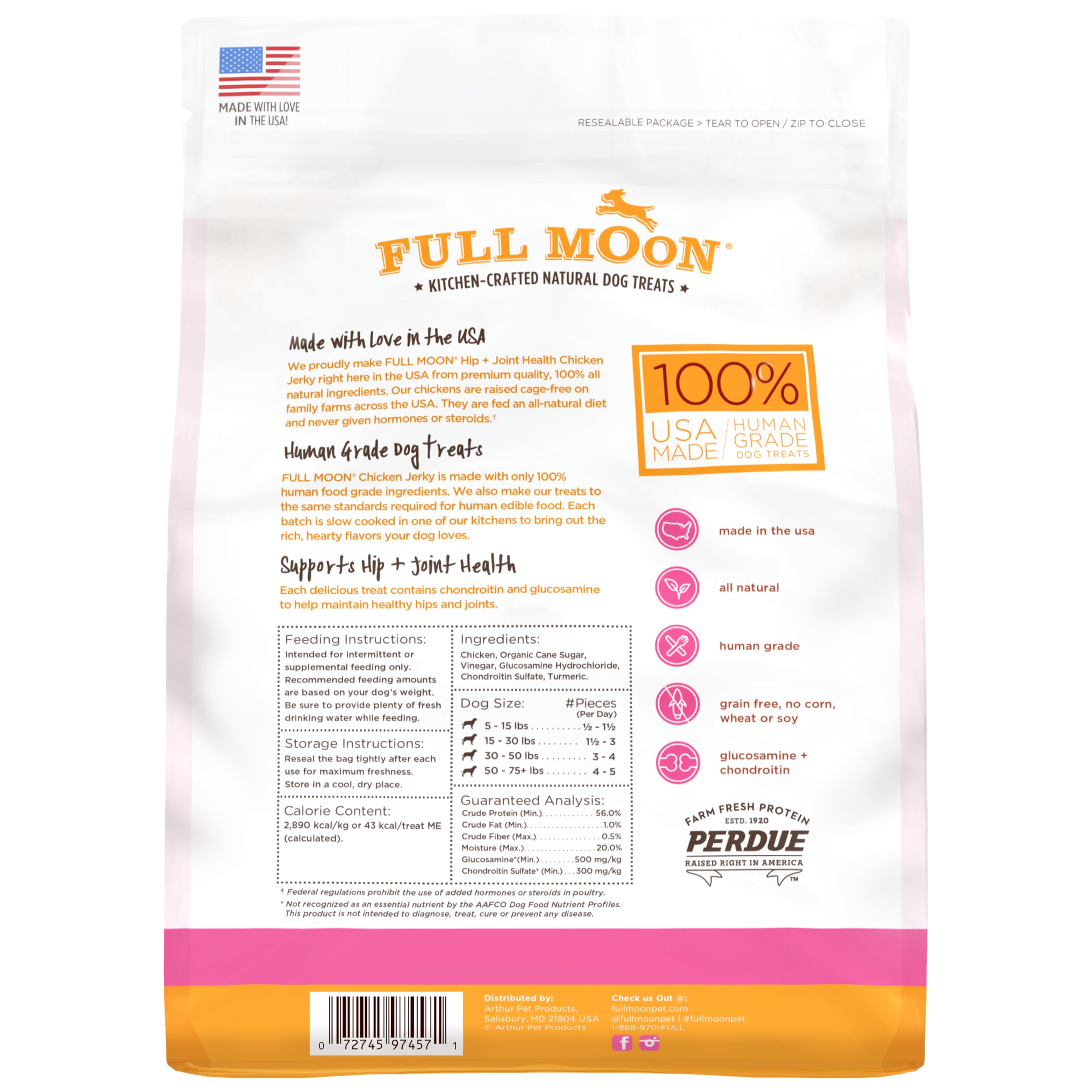 Full Moon close-up jerky texture highlighting real chicken and appetizing look