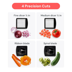 fullstar catch tray filled with diced vegetables for tidy prep and portioning