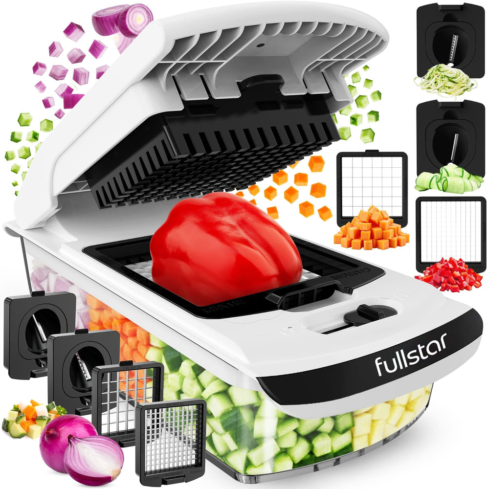 fullstar front view showing compact chopper and 5-cup container for fast prep
