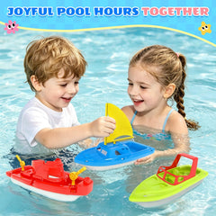 FUN LITTLE TOYS boats floating in bathtub encouraging imaginative splash play