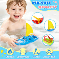 FUN LITTLE TOYS toy boats drifting at pool edge for supervised outdoor fun