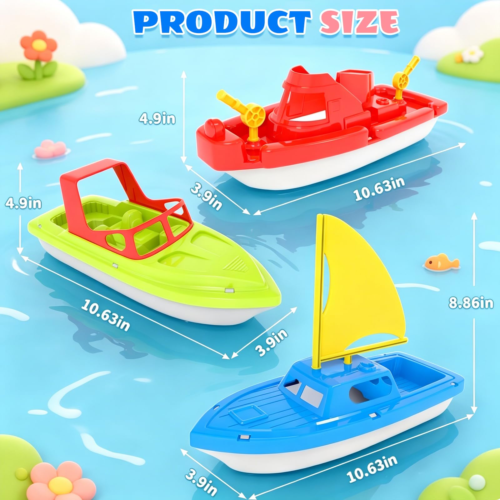 FUN LITTLE TOYS boat next to toddler hand to show scale and easy handling