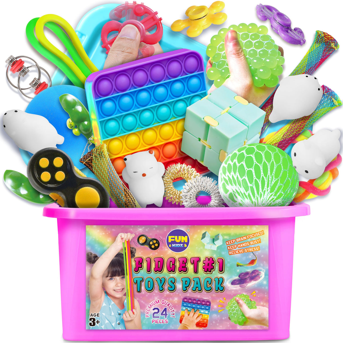 FUN KIDZ front packaging showing full fidget box for easy gifting