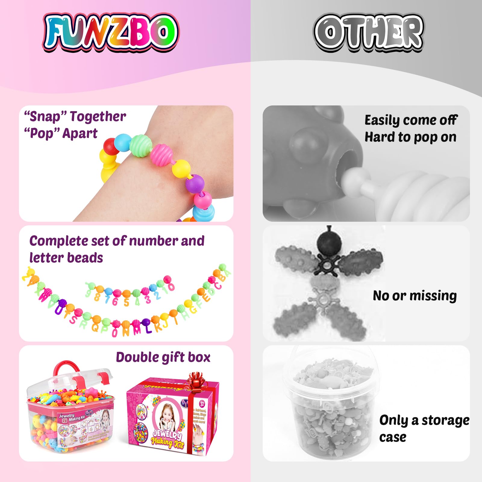 FUNZBO beads next to a child’s hand to show bead size and safety