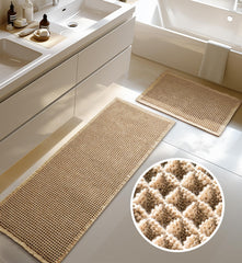 Furicher front view of two brown waffle mats showing sizes and pattern benefits