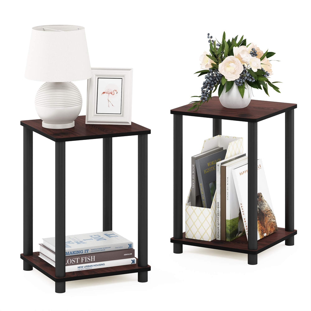 Furinno side profile of one table illustrating narrow footprint for small spaces