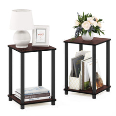 Furinno side profile of one table illustrating narrow footprint for small spaces