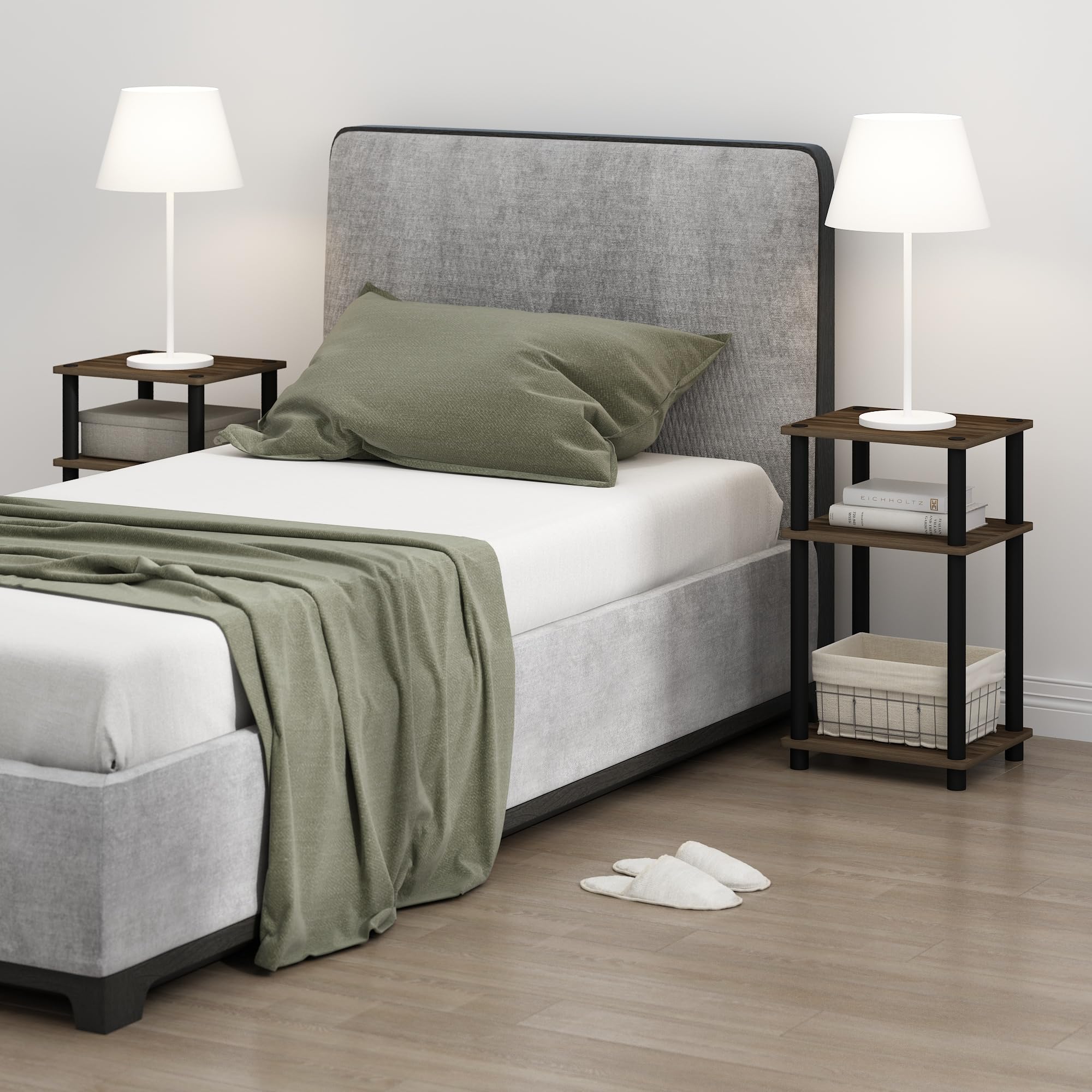 Furinno plastic tube connection demonstrating toolless assembly and stability