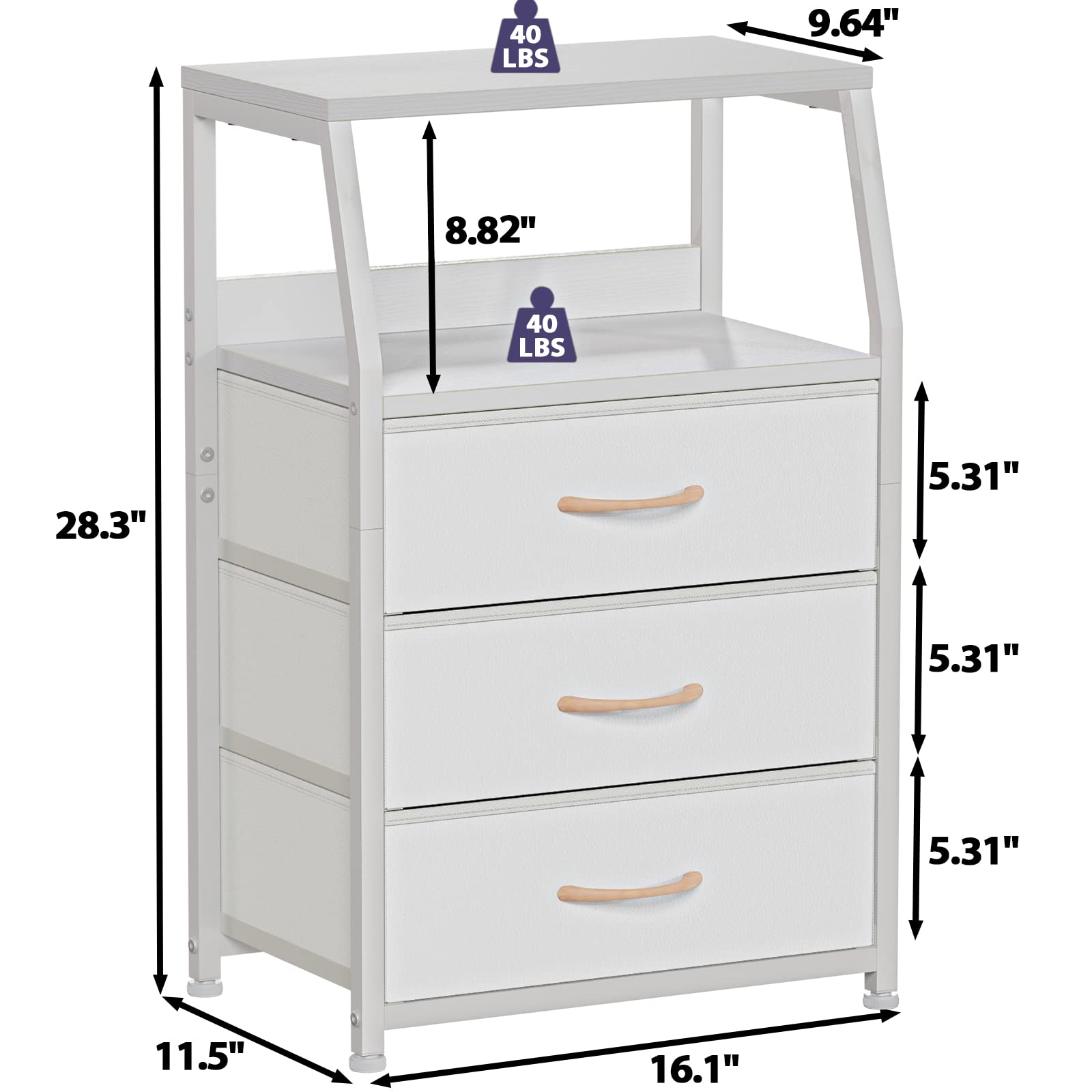 Furnulem next to bed size and scale, compact footprint saves floor space