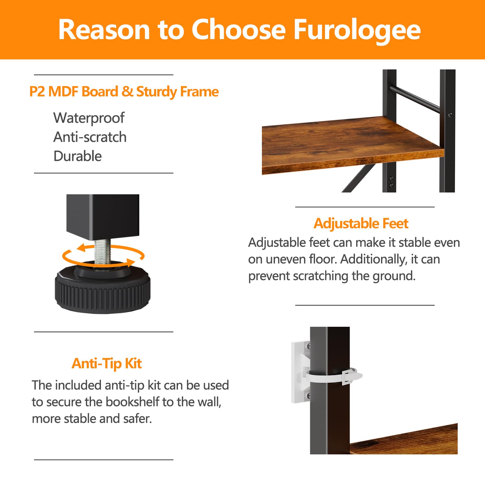 Furologee adjustable feet leveling detail for wobble-free placement